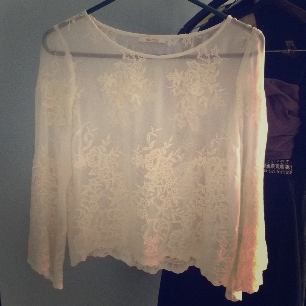 Ella Moss (size small) sheer white lace top.
